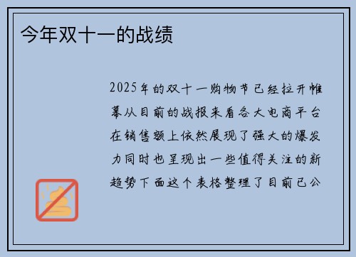 今年双十一的战绩